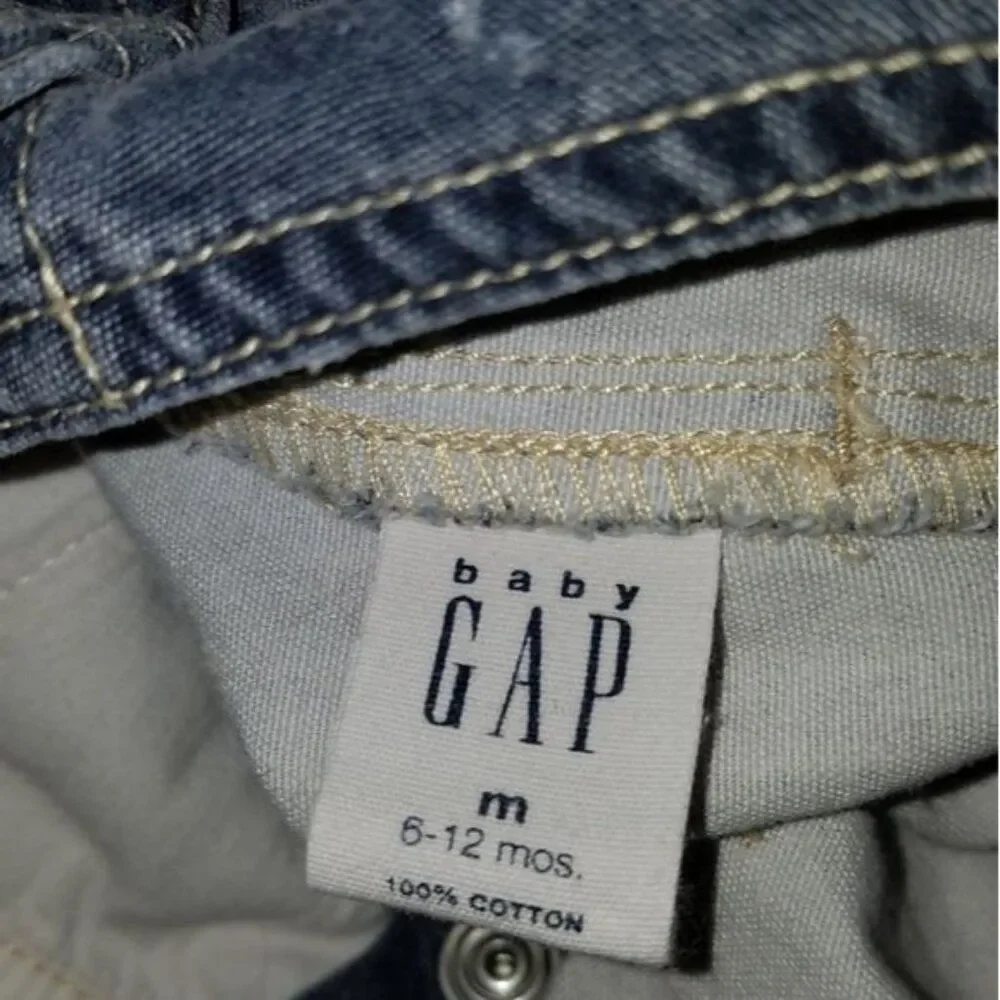 Vintage Baby Gap Overalls Shorts Black Denim Infant Baby 6-12M Boy Girl
